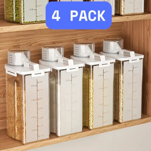 4pcs 4.5 Pound Rice Sealed Dry Grain Storage Container, Transparent Food Storage - Picture 1 of 6